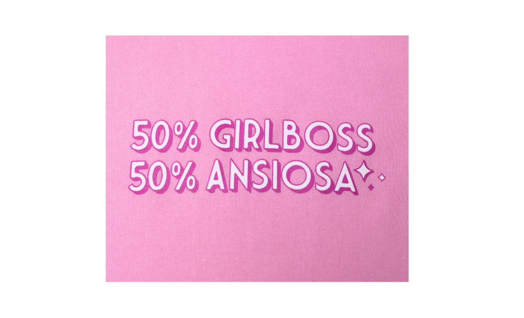 Tote bag rosa "50% Girlboss 50% Ansiosa"