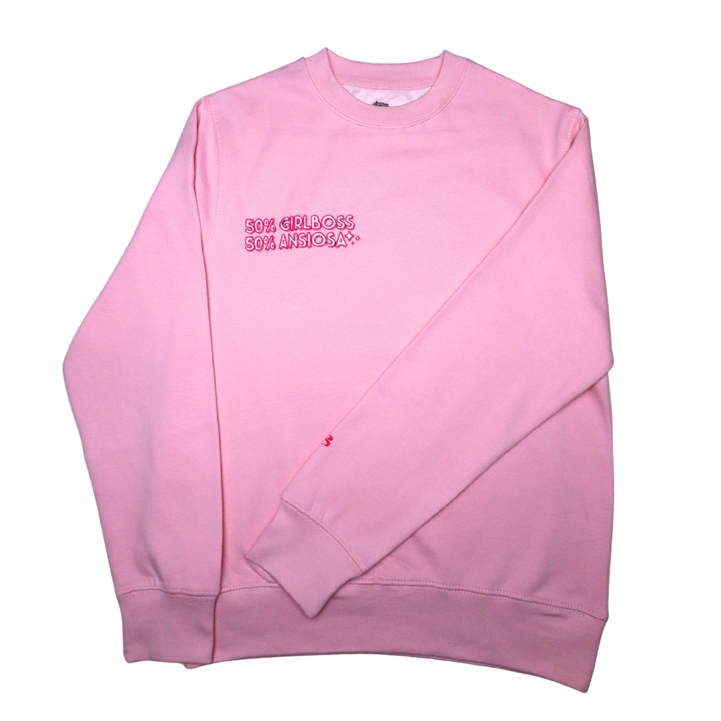 Felpa rosa “50% Girlboss 50% Ansiosa”