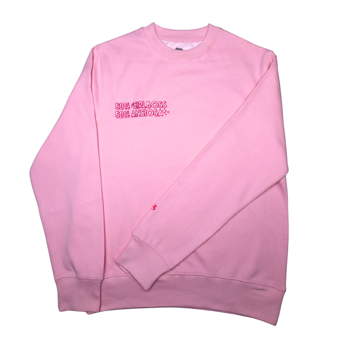Felpa rosa “50% Girlboss 50% Ansiosa”