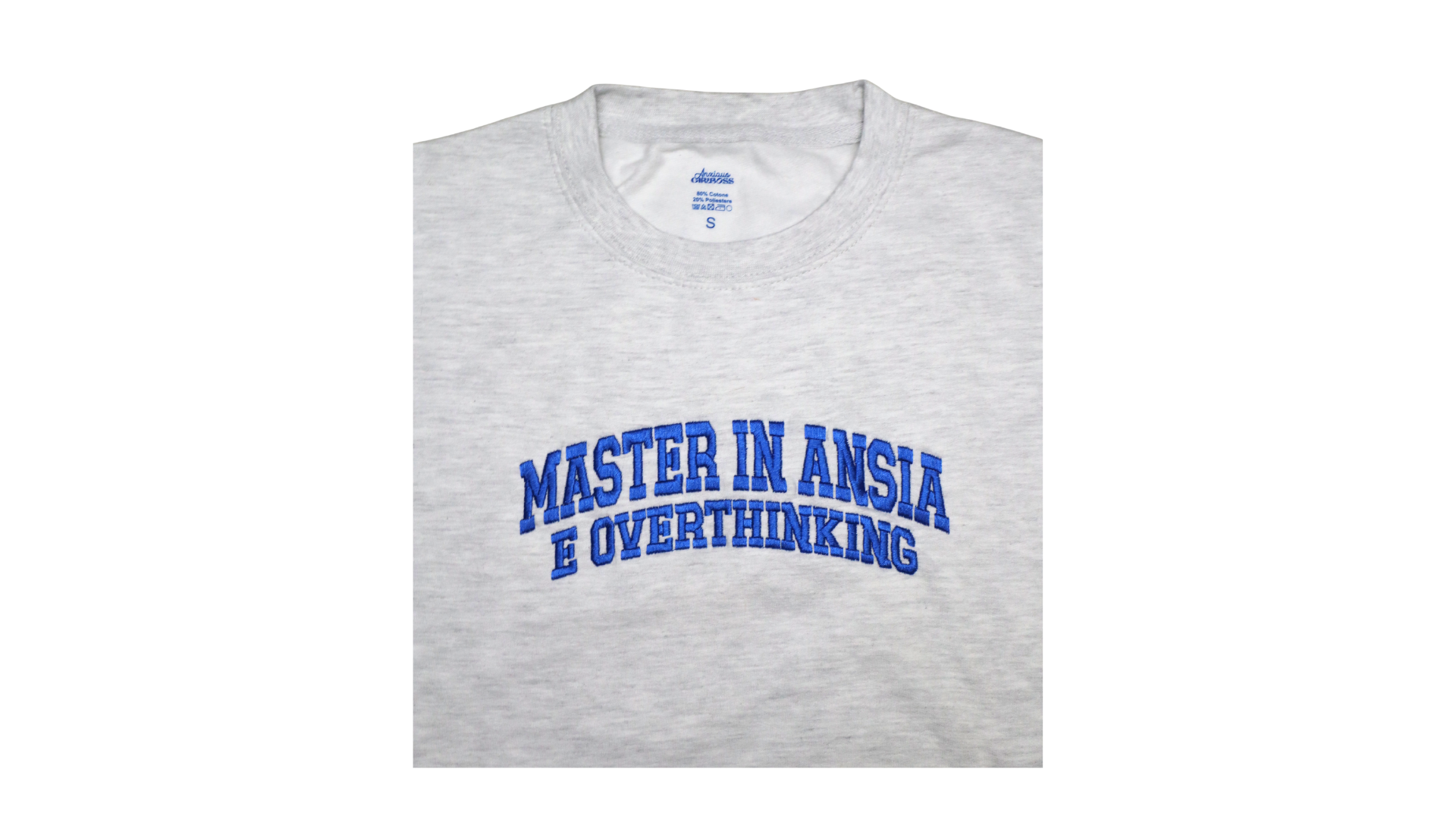 Felpa grigia “Master in Ansia e Overthinking”