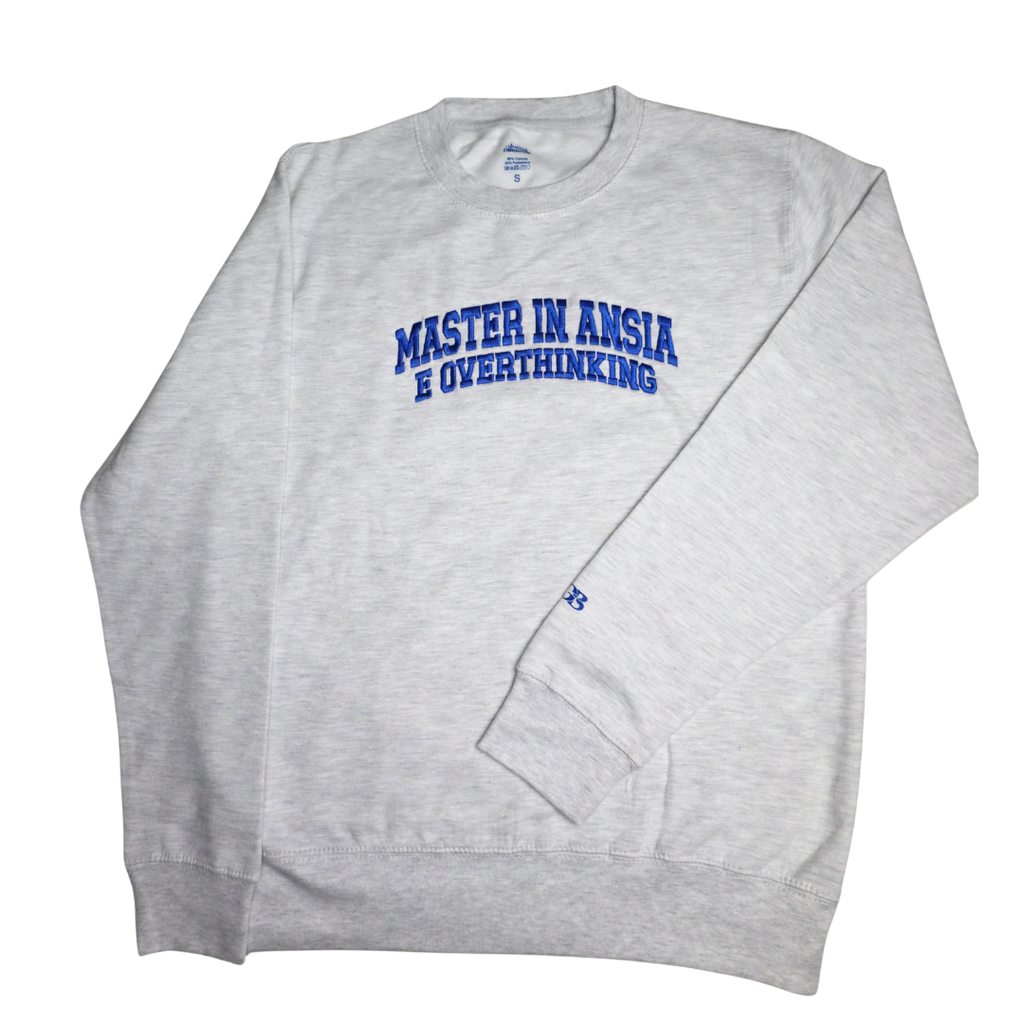 Felpa grigia “Master in Ansia e Overthinking”