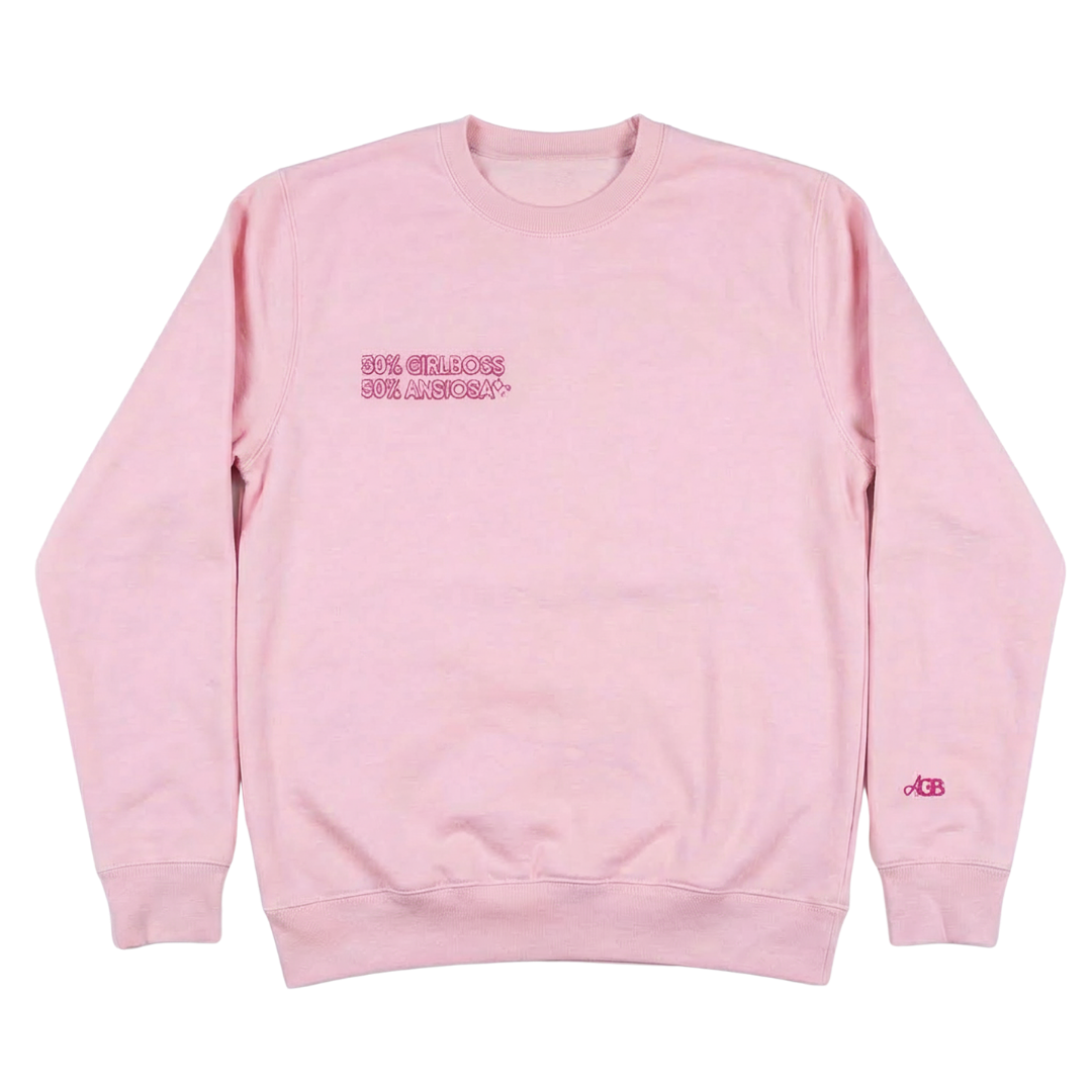 Felpa rosa “50% Girlboss 50% Ansiosa”