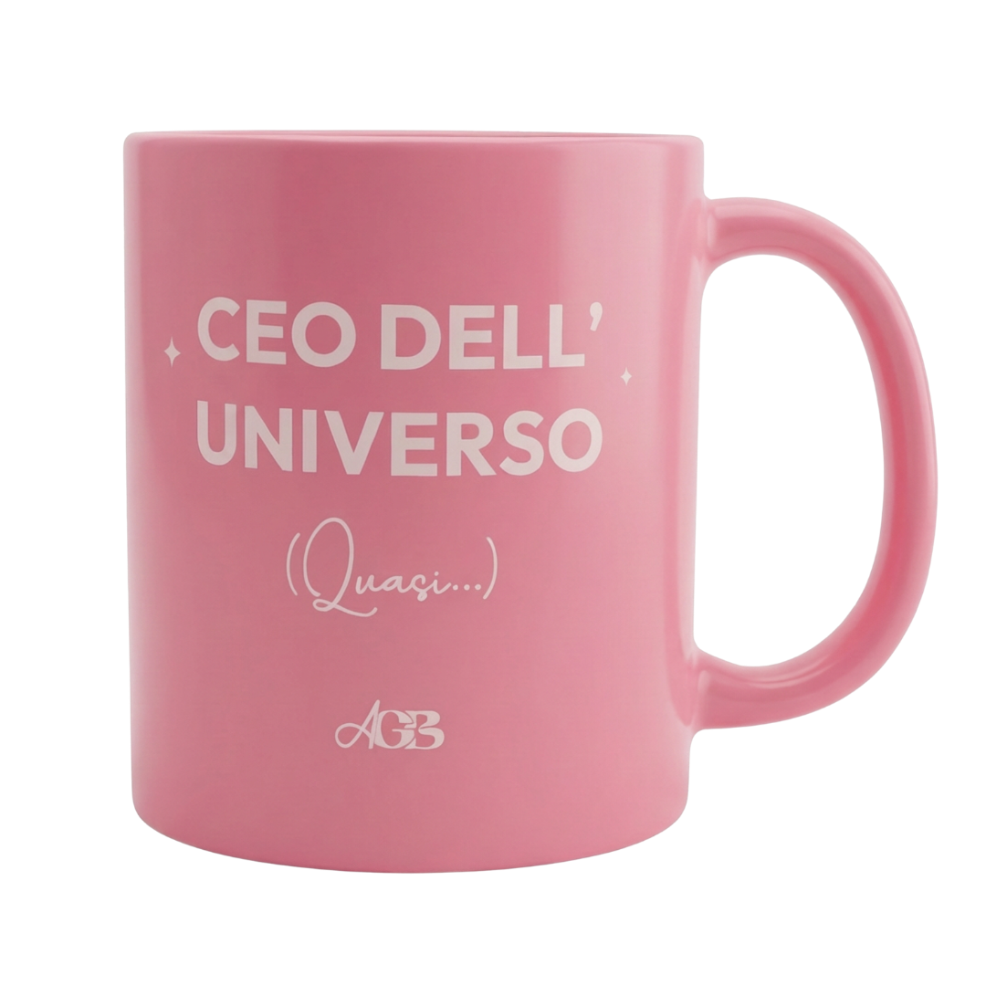 Tazza rosa "CEO dell'Universo (Quasi...)"