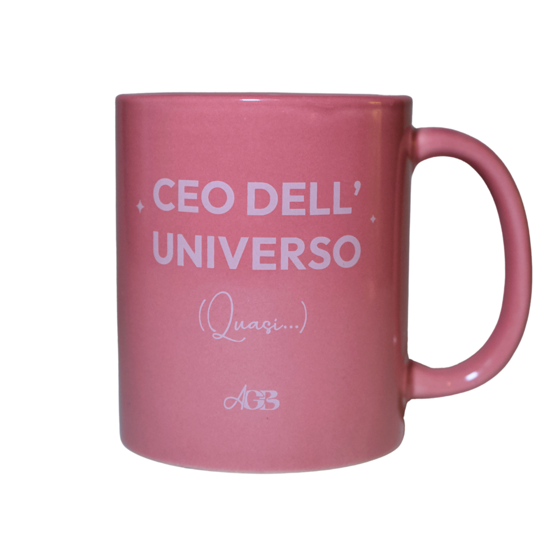 Tazza rosa "CEO dell'Universo (Quasi...)"