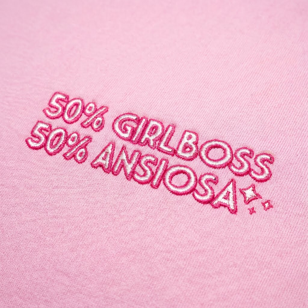 Felpa rosa “50% Girlboss 50% Ansiosa”